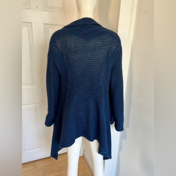 Antoine & Lili Women’s Alpaca Wool Cardigan Sweater Navy Blue Sz L Boho Coastal - Picture 4 of 9